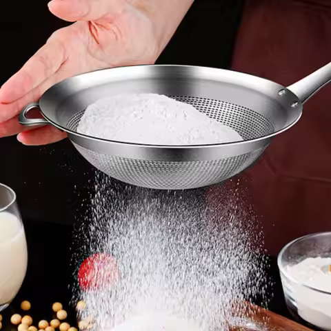 1PC Filter Oil Grid Flour Sieve Stainless Steel Household Soy Milk Juice Colander Kitchen Hotel Supplies Kitchen Tools