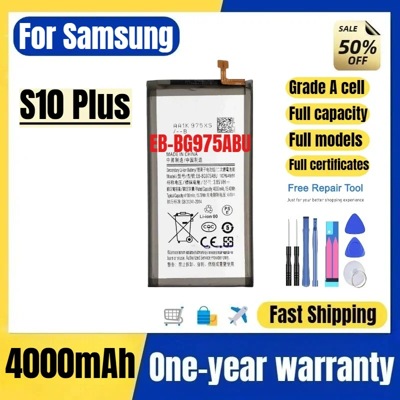 EB-BG975ABU for Samsung S10 Plus Phone Battery High Quality High Capacity Battery Replacement Bateria Grade A Cell with Tools