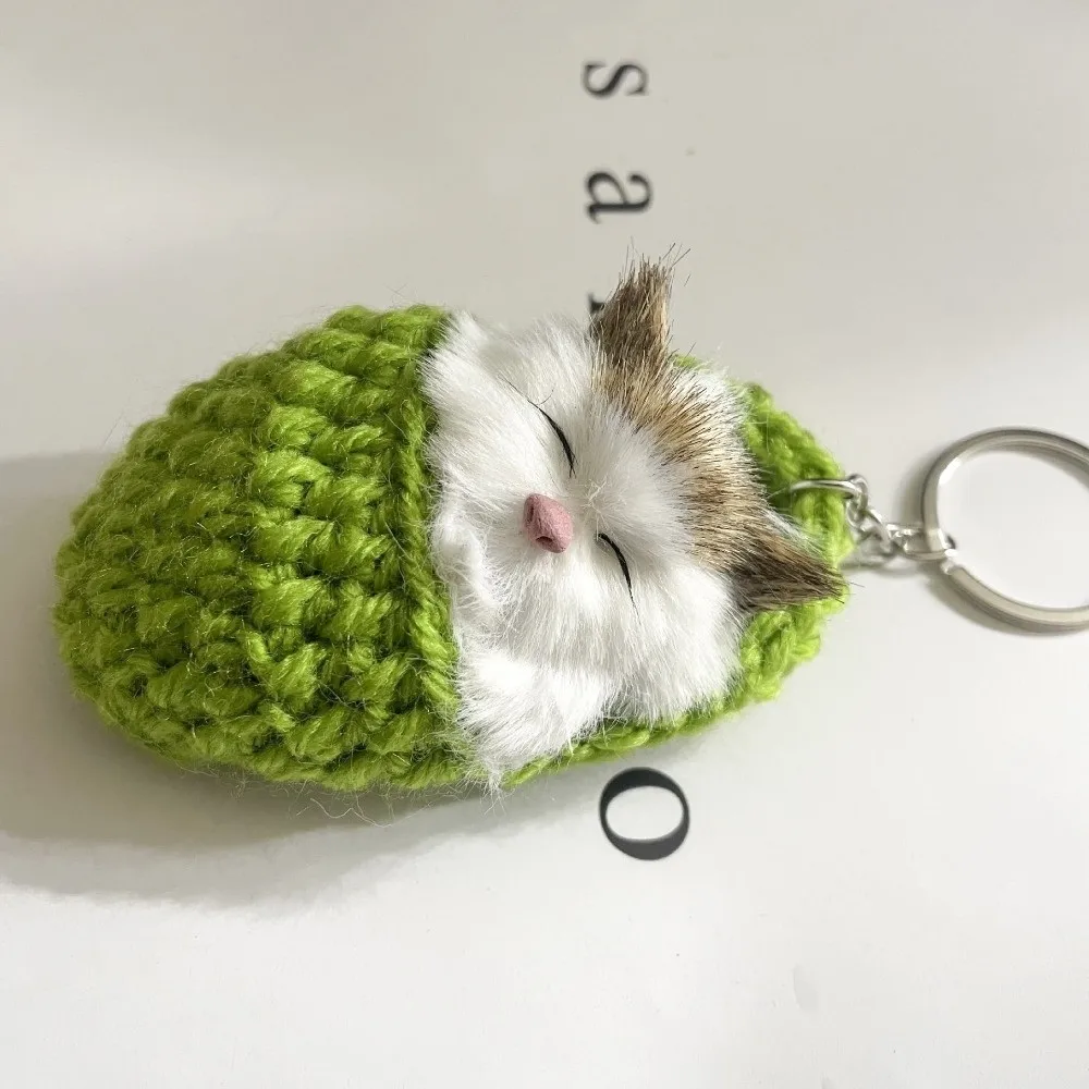 New Mini Simulation Cat Keychain Animal Sleeping Cat Keyring Handmade Bag Pendant Charm Gifts