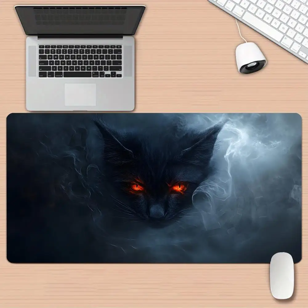 Fantasy Red-Eyed Cat Mat large mouse pad pc accessories gaming mats desk pad rubber edge locking office mat Computer Desks pad