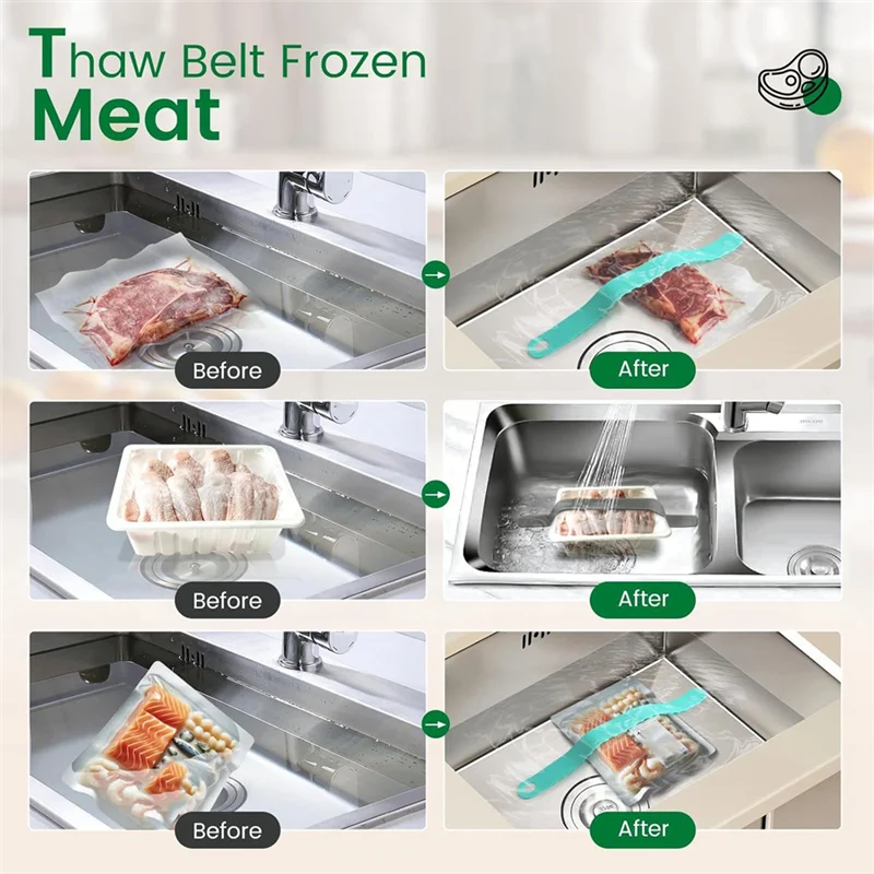 ABKP-2 PCS Thaw Belt, Silicone Sink Thawing Fixator Belt, Longer Faster Defrosting Belt For Frozen Meat And Vegetable