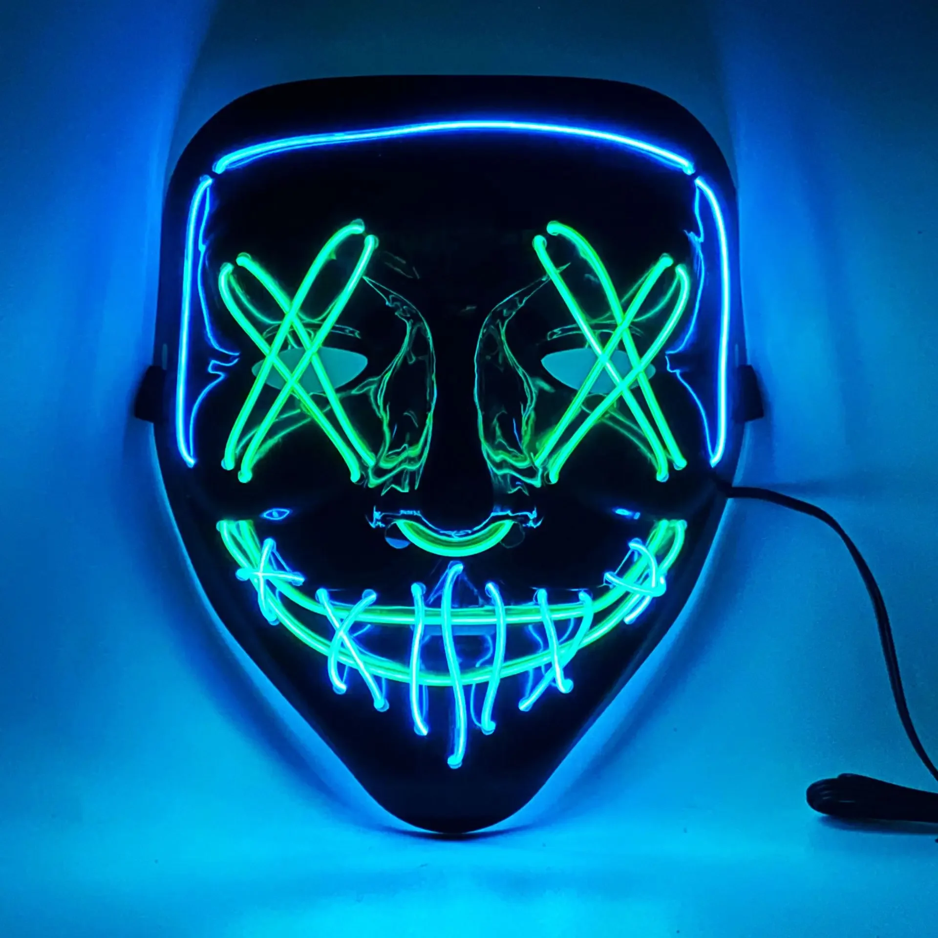 Halloween Mask Mixed Color Led Party Masque Masquerade Masks Neon Mask Light Glow In The Dark Horror Mask Glowing Masker