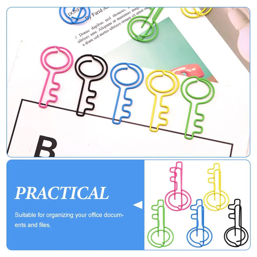50 قطعة مشابك ورق على شكل مفتاح لطيف سلك المرجعية المعادن مضحك مكتب مخطط ganizer وثيقة ملف عقد ورقة الموسيقى