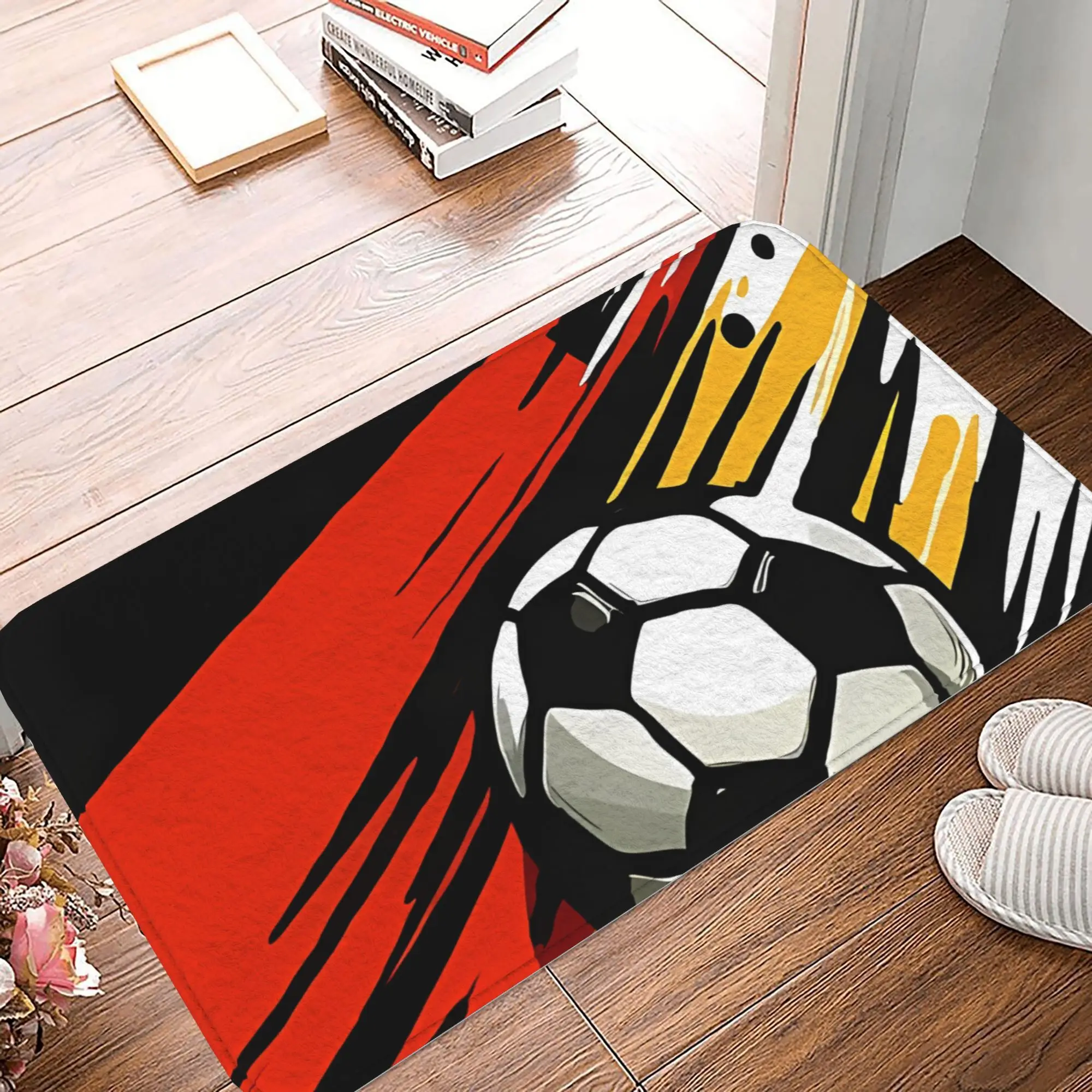 Soccer Ball Doormat Bold Graphic Design Decorative Floor Mat – 31x20 Inch, Soft Non-Slip Rug for Entryway & Bedroom