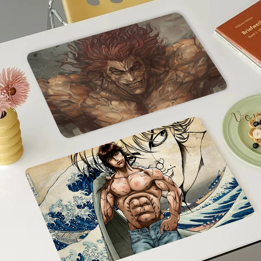 Hanma Baki Grappler Quick Drying Dish Mat Printed Kitchen Tableware Coffee Draining Pad Dinnerware Cup Bottle Placemat