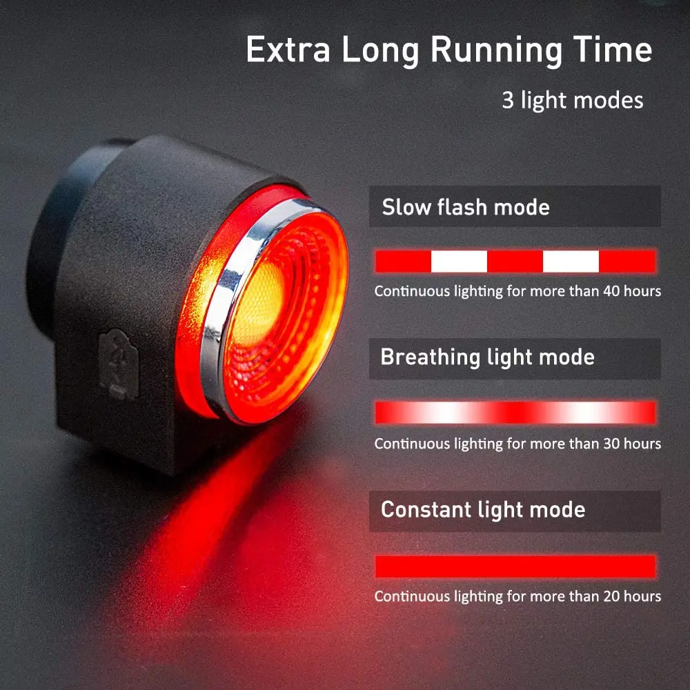 Rockbye Bicycle Anti-theft Alarm Tail Lights Remote Rechargeable LED USB Mountain Bike Taillight MTB Safety Warning Rear Lamp