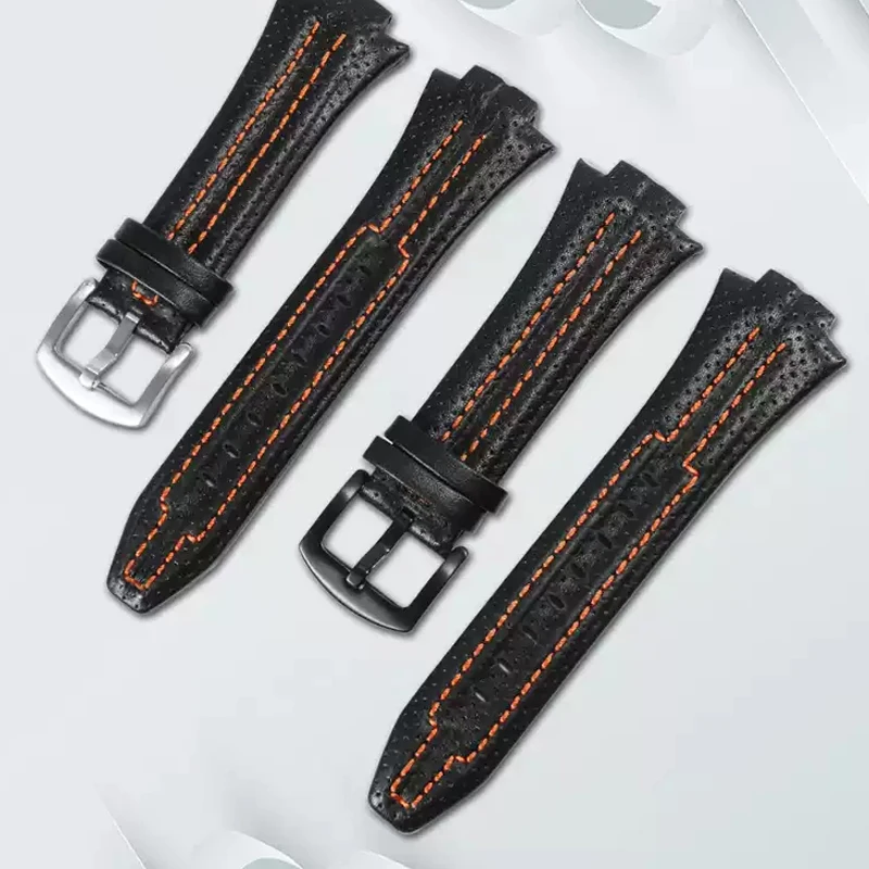 27mmx15Convex mouth For Seiko Sportura SNL029P2-SNL021P1 SNL595P2 SNL017P1 Leather Watch Strap Men's Watchband Bracelet Belt