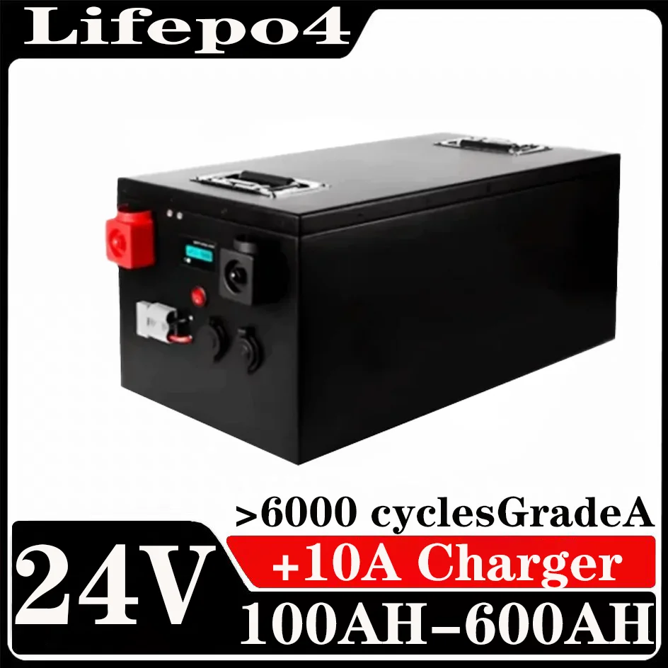 

Lifepo4 24V 100Ah 150Ah 200Ah 300Ah 400Ah 500Ah 600Ah Rechargeable Battery for 2000W Solar System UPS Trolling Motor RV Boat