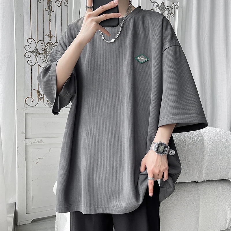 Ice Silk Loose Fit Short Sleeve T-Shirt Men's Summer Thin round Neck Half Sleeve Body Shirt Fashionable Youth Trend Cool Feeling