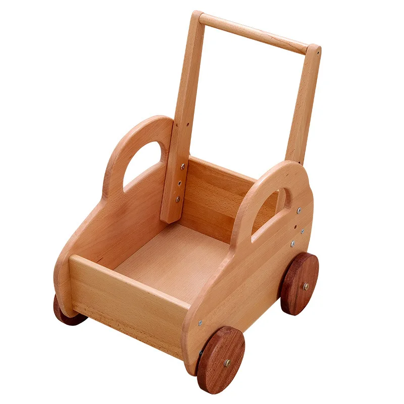 Kids Wood Cart Montessori Wooden Furniture Kids Toys Collection Cart Toys For Kids Montessori Preschool Toy Collect Baby Trolley