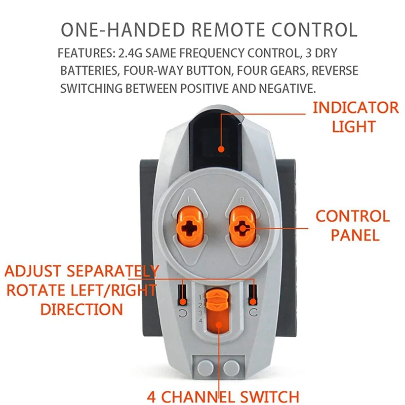 Juego de funciones de potencia, caja de batería de servomotor, receptor de Control remoto de velocidad IR, bloques de construcción MOC