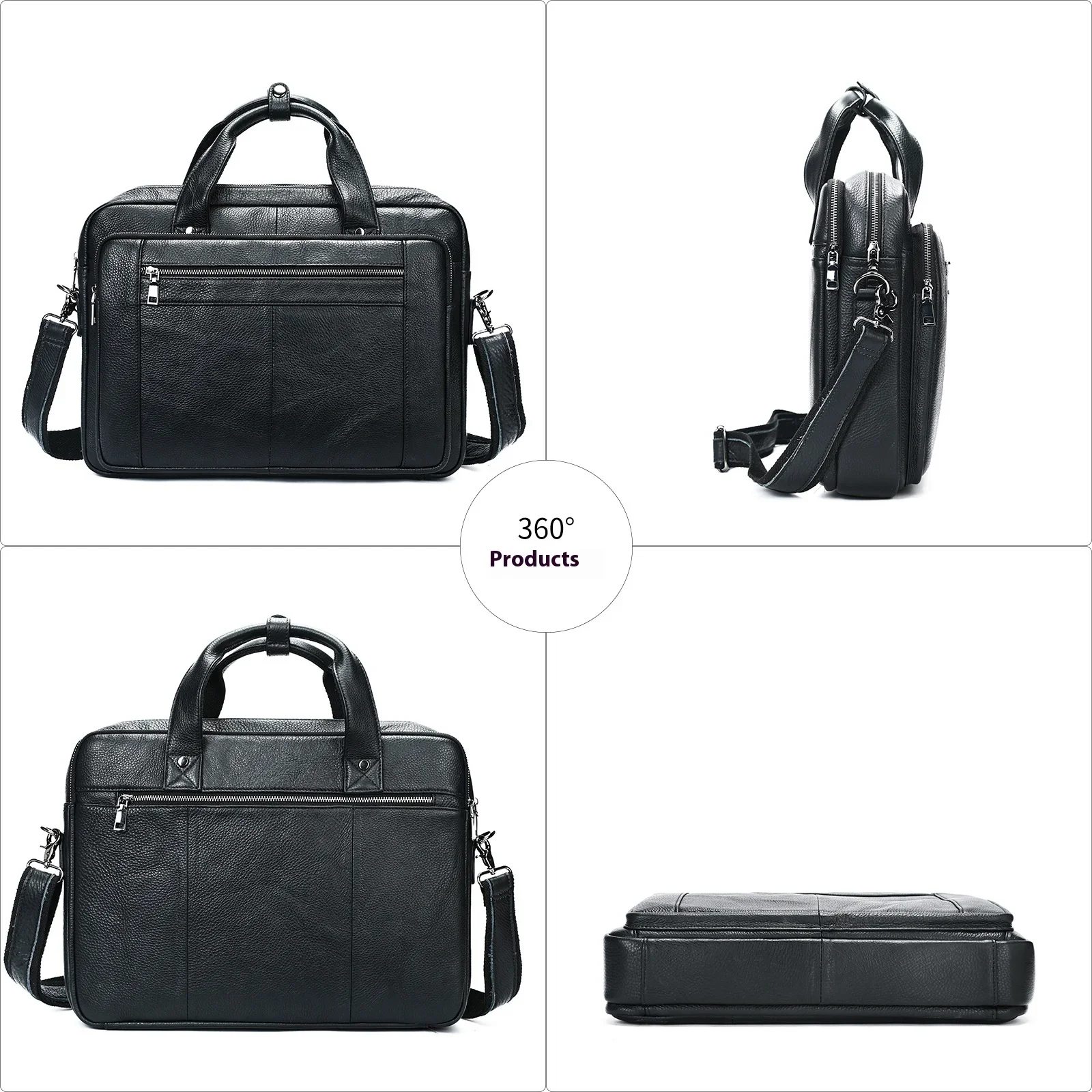 New Arrival Leather Briefcase for Men, 16 Inch Business Handbag with Cowhide Material