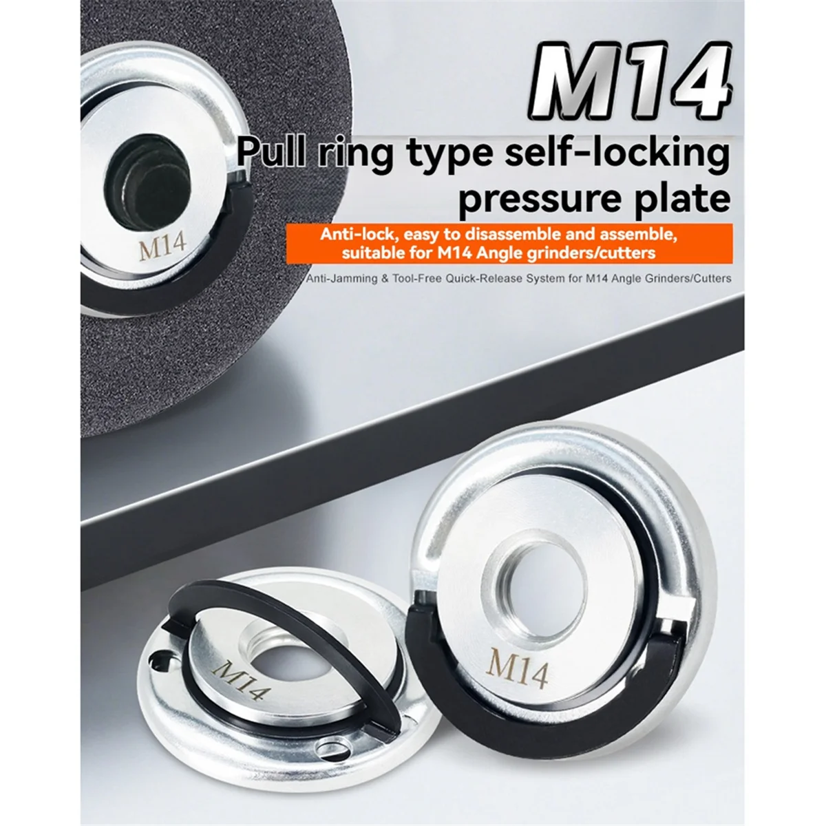 Самоблокирующаяся нажимная пластина SSR M14 для угловой шлифовальной машины, быстросъемная, без инструментов, из углеродистой стали, устойчивая к ржавчине, гаечный ключ не требуется