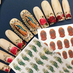 Virgin Mary Nail Stickers Adhesive Jesus Decal Angel Cupid Transfer Decals Slider 3D Tips Nail Art Decorations Manicure Wrap