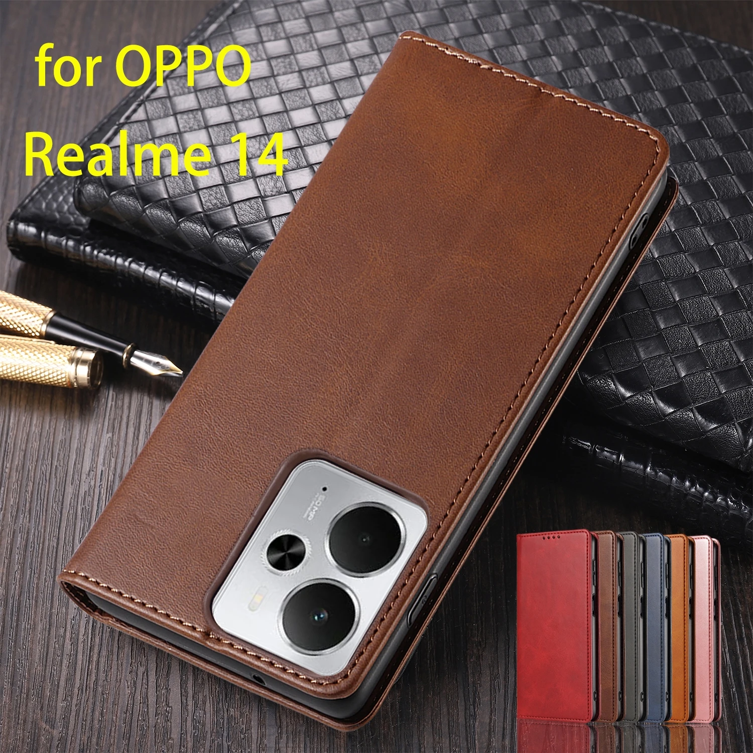 Leather Case for OPPO Realme 14 5G / Realme 14T 5G Global Holster Magnetic Attraction Cover Wallet Flip Case Capa Fundas Coque