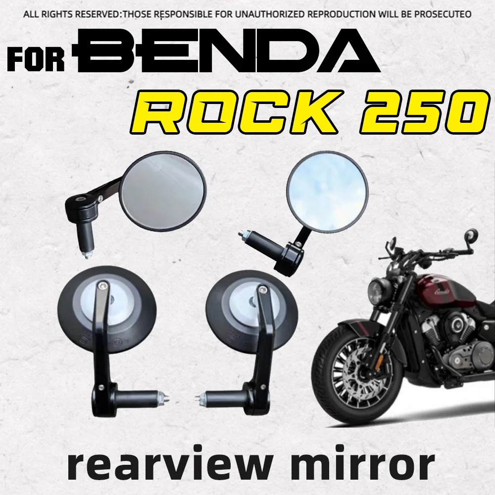Handlebar Rear View Mirror Convex Glass Left & Right Side Mirror Compatible with BENDA ROCK 250 Motorbike Original Parts