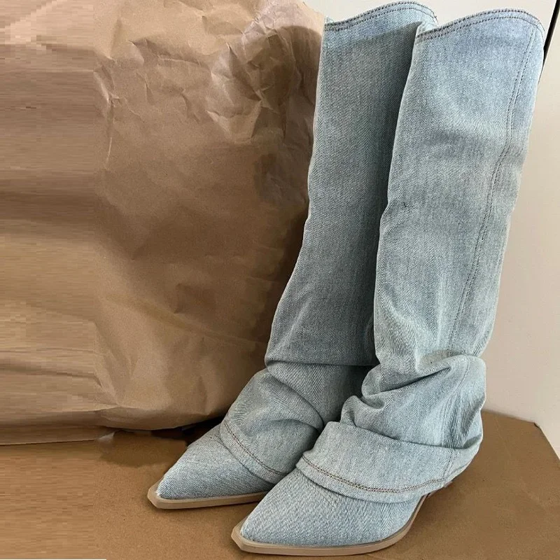 Moda Kobiety Chelsea Boots Kowbojskie buty do kolan 2024 Nowa wiosna jesień Buty na średnim obcasie Buty codzienne Chunky Motorcycle Botas
