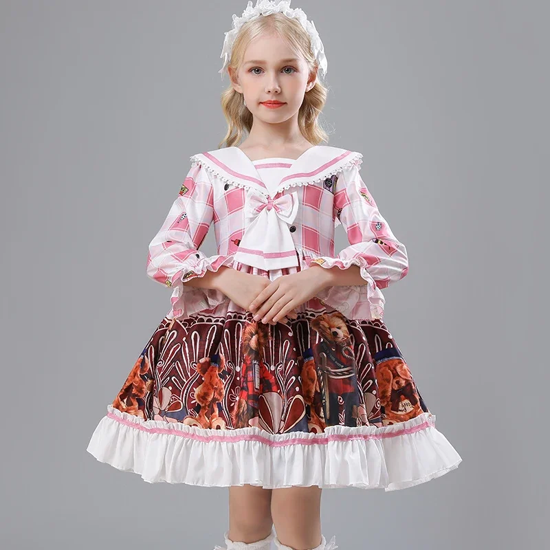 Girl's Princess dress Children's Day Birthday Party Children's Day Autumn style Lolita Print Dress