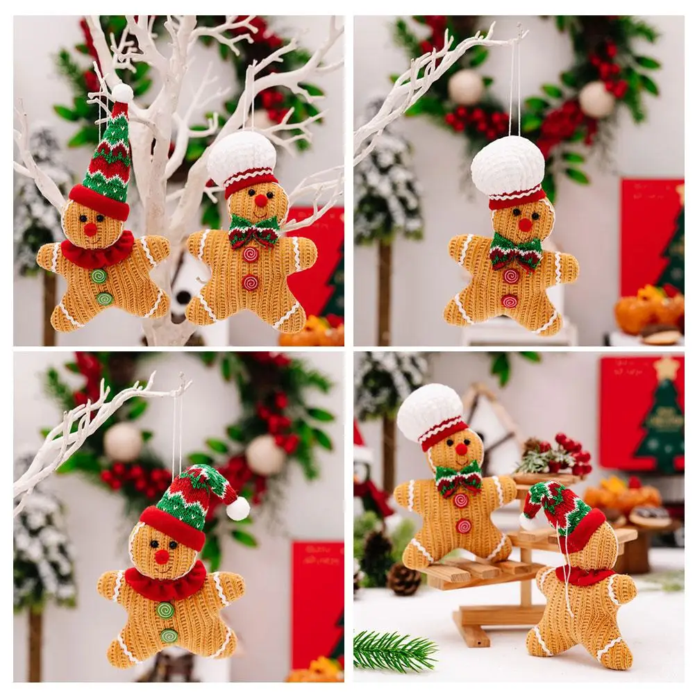 2024 Christmas Decorations Creative Gingerbread Man Doll Party Yellow Pendant Christmas Tree Pendant Man Doll Little J6V7