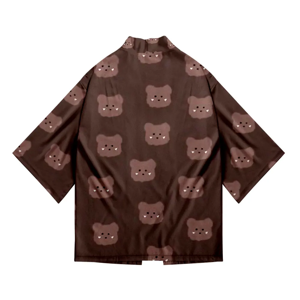 Bare bear printed kimono game cosplay cardigan top home casual sexy short robe outerwear pajamas short bathrobe 100-6XL image 2