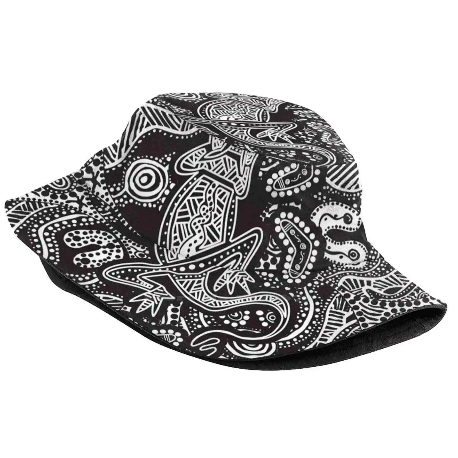 Gugar Bloodlines Foldable Panama Bucket Hat Cap Aboriginal Indigenous Native Goanna Bloodlines