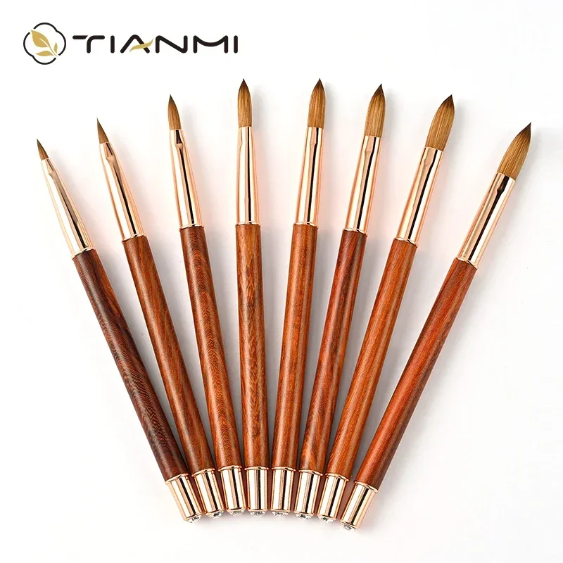 100% Kolinsky Nail Art Brush Wood Pure Mink Hairt Brush Gel Nail Polish Builder Manicure Tools Drawing Painting Nail Pens