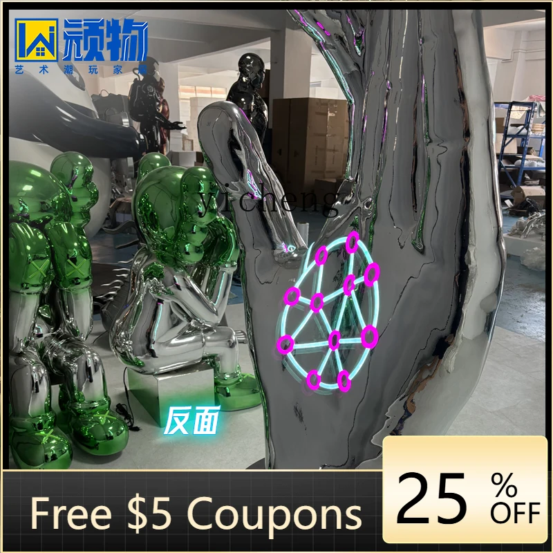 AB  trendy cool luminous palm sculpture FRP shopping mall beautiful decoration ornament beautiful Chen device