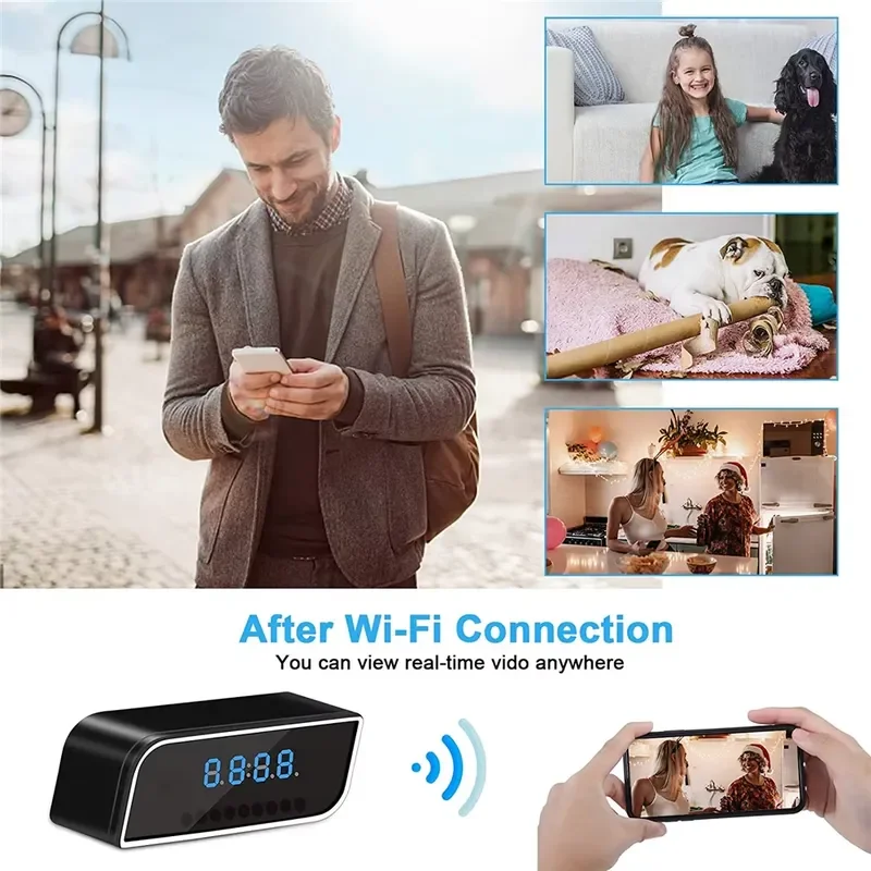 BOLRZO 2MP WiFi security network camera, wireless smart clock surveillance camera, mini WiFi camera