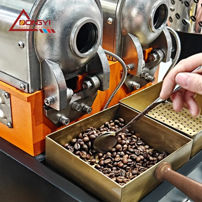 Airo DONGYI  Small Sample Coffee Roaster 100g 200g Per Batch Two Drums Coffee Roaster for Coffee Bean Cupping Test view 5