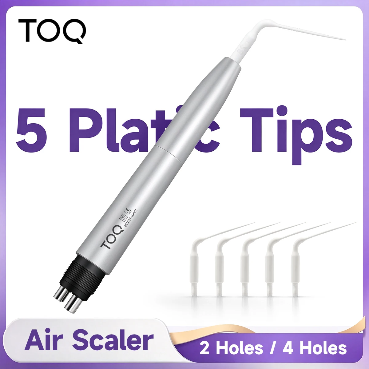 TOQ Official Store Premium Dental Air Scaler Handpiece, Activation Irrigation Perio Scaling with 5 Tips 2/4 Holes Teeth Cleaner