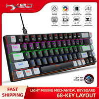 HXSJ V800 68-key game keyboard E-sport RGB ABS hot-swap blue axis Type-C gaming wired Mechanical keyboard for laptop