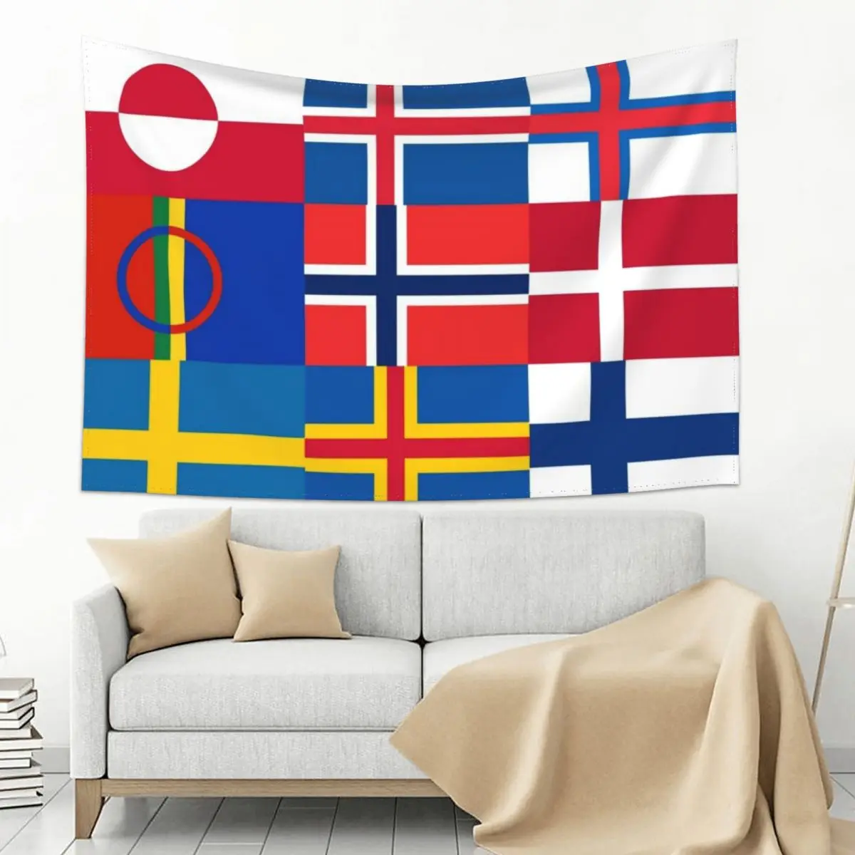 

Nordic Flags Geo East to West Tapestry Home Decor Aesthetic Mushroom Tapestry