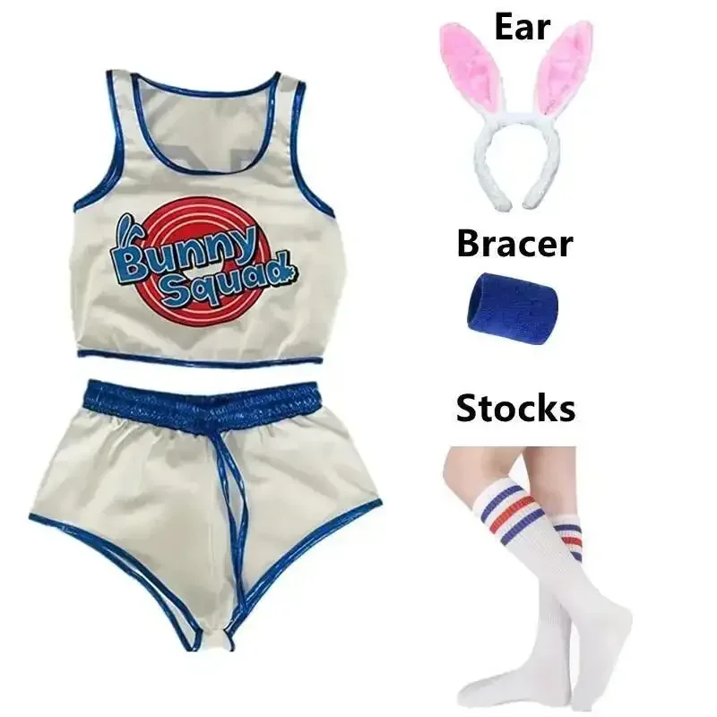 Mujer Sexy baloncesto espacio Lola Bunny disfraz de conejo Cosplay conejo Jam disfraces mujeres niñas ropa de fiesta de Halloween Tops