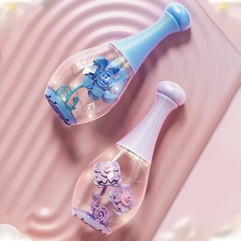 Juego de bloques de construcción de flor eterna para niños, modelo de ensamblaje educativo, ladrillos con luz, juguetes creativos, regalos