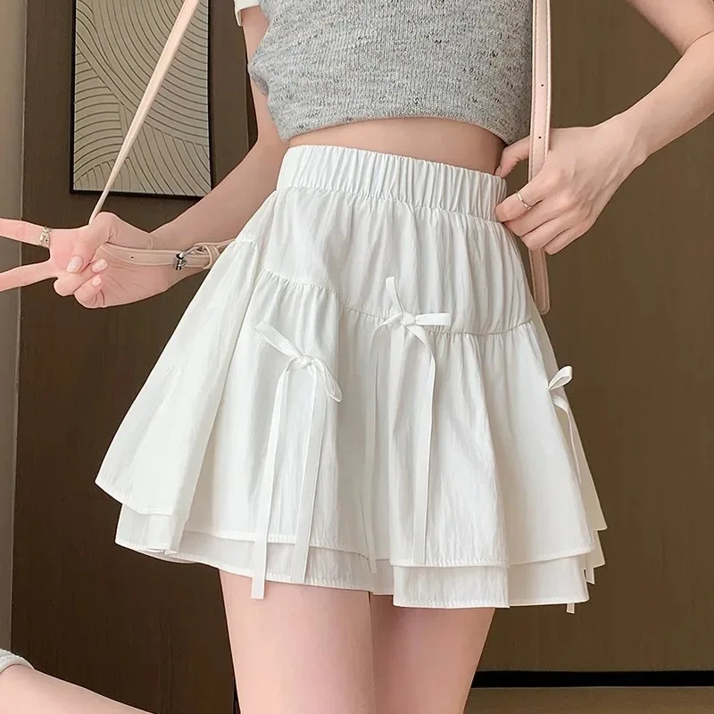 

Новая женская летняя короткая юбка с пышным подолом и высокой талией, не просвечивающая, модная повседневная