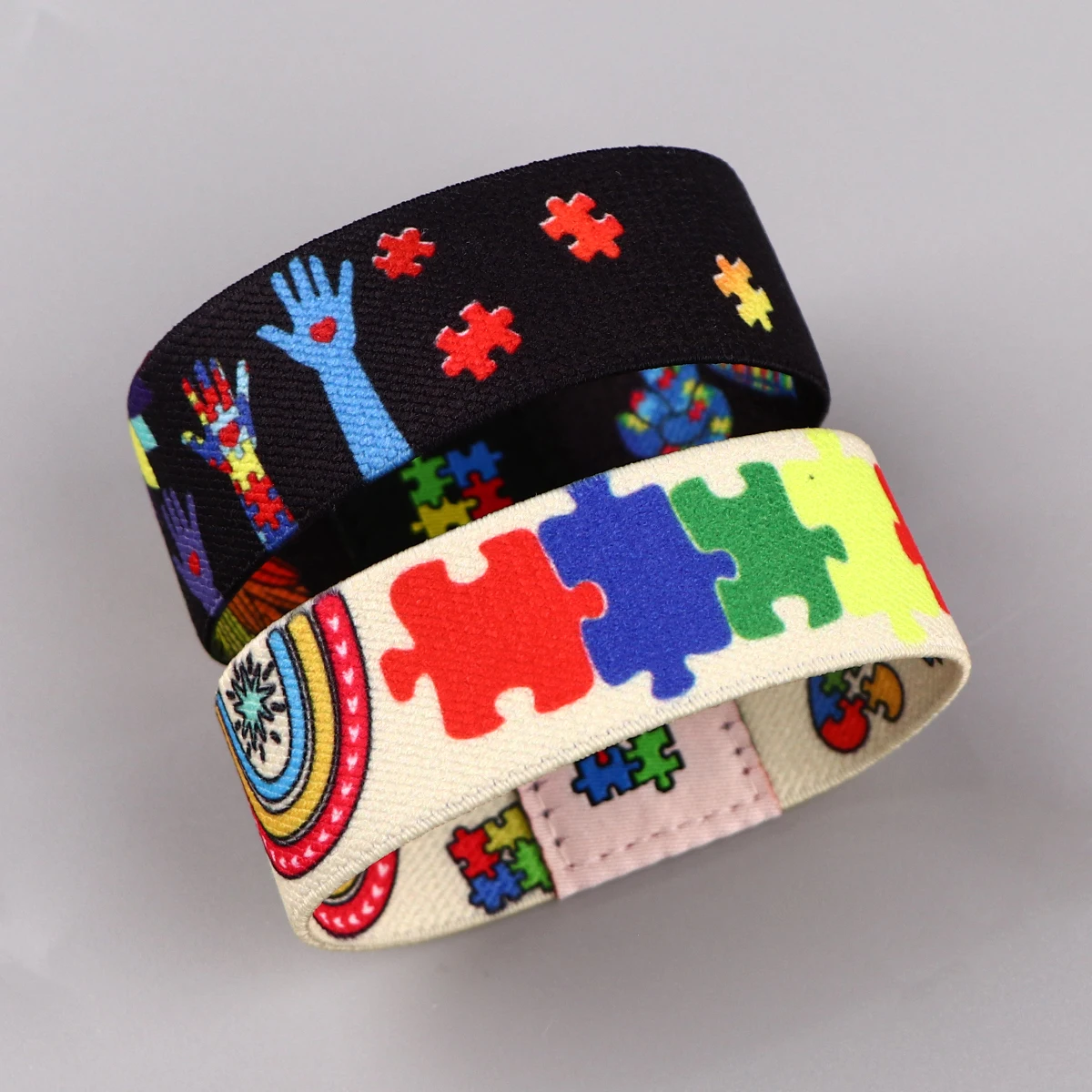 Autism Awareness Puzzle Bracelet For Women Men Armband Wristband Elastic Bangle Bracelets Gay Accessories Nurse Doctor Gift