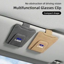 Car Sun Visor Glasses Clip Leather Sunglasses Card Holder For Lada Vesta Niva Samara Kalina Largus Priora Xray Granta