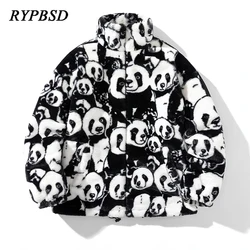 Winter Puffer Jacke Männer Luxus koreanischen Mode druck warme übergroße Lamm wolle Panda Parka Jacke für Männer Streetwear Mantel