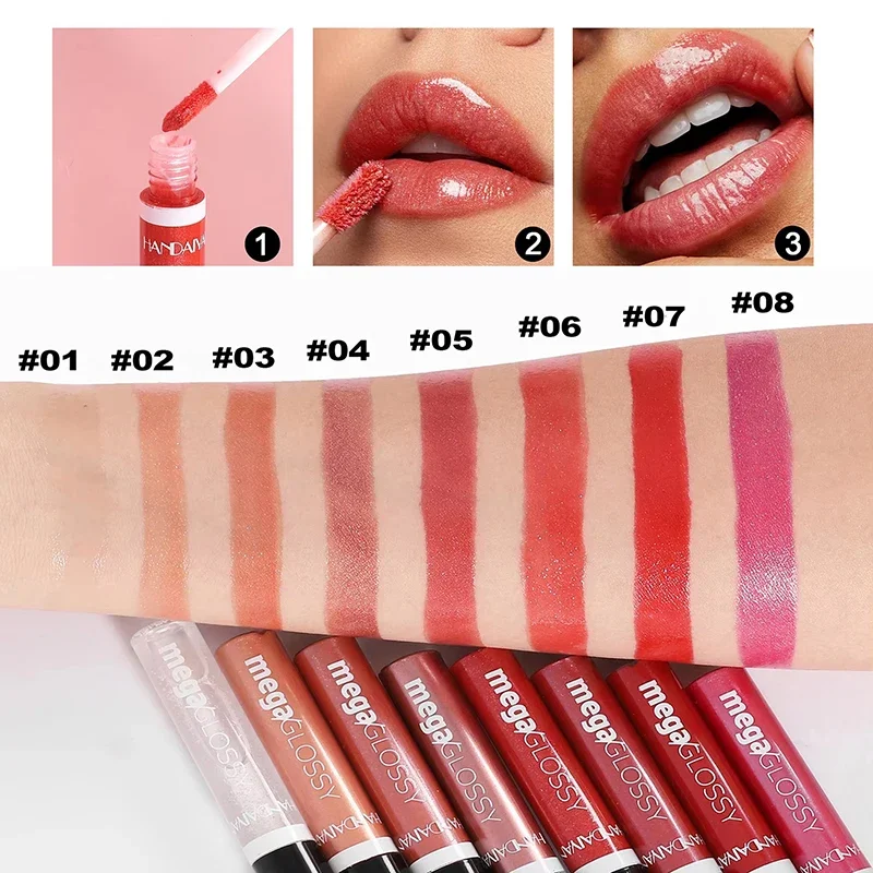 Perłowy lustrzany błyszczyk do ust Nude Sexy Plumper Glitter Red Nude Lipstick Liquid Cream Waterproof Moisturize Lip Oil Tint Makeup