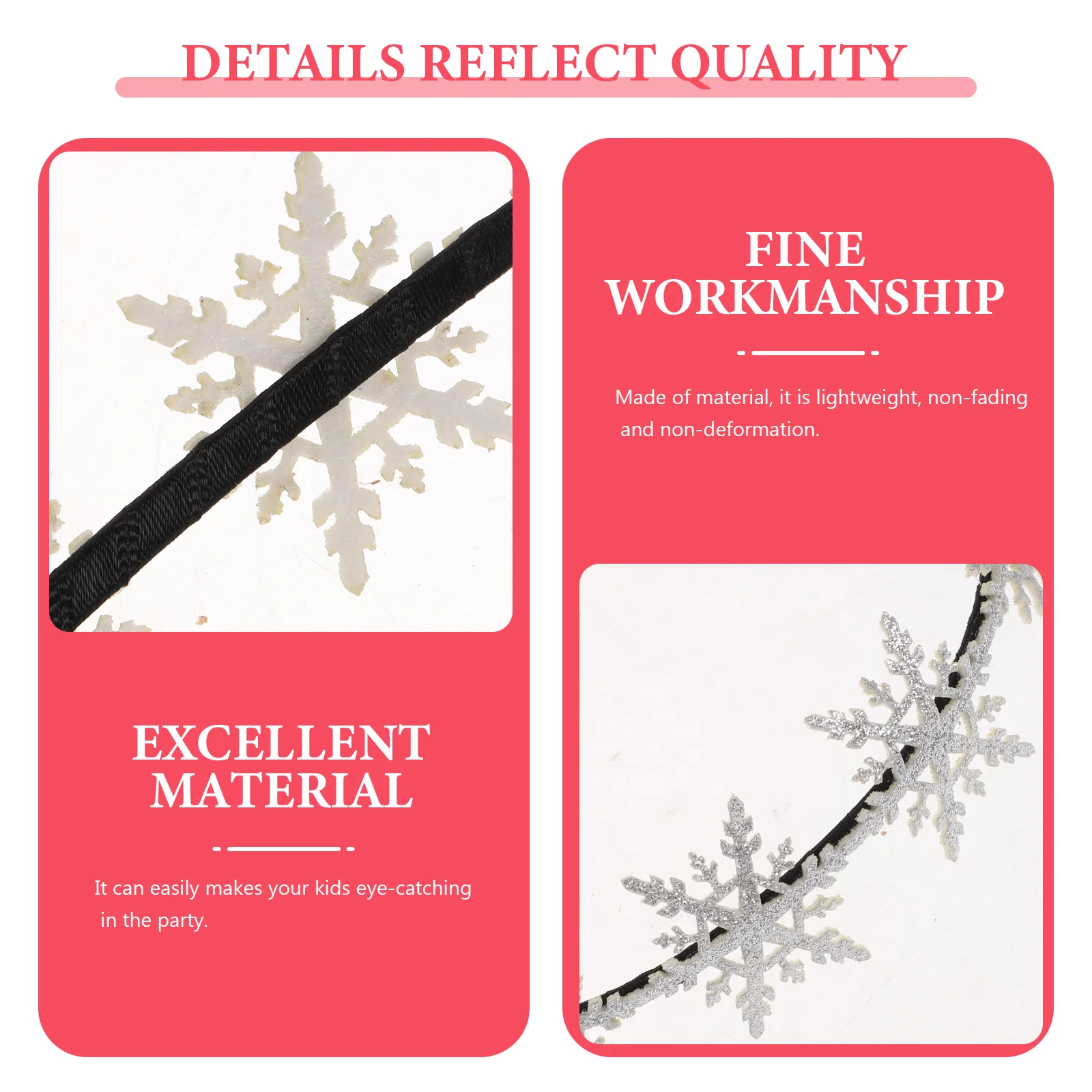 

Glitter Snowflake Hair Hoops Christmas Lightweight Party Favors Costume Carnival New Year Eve Party Supplies (Silver)