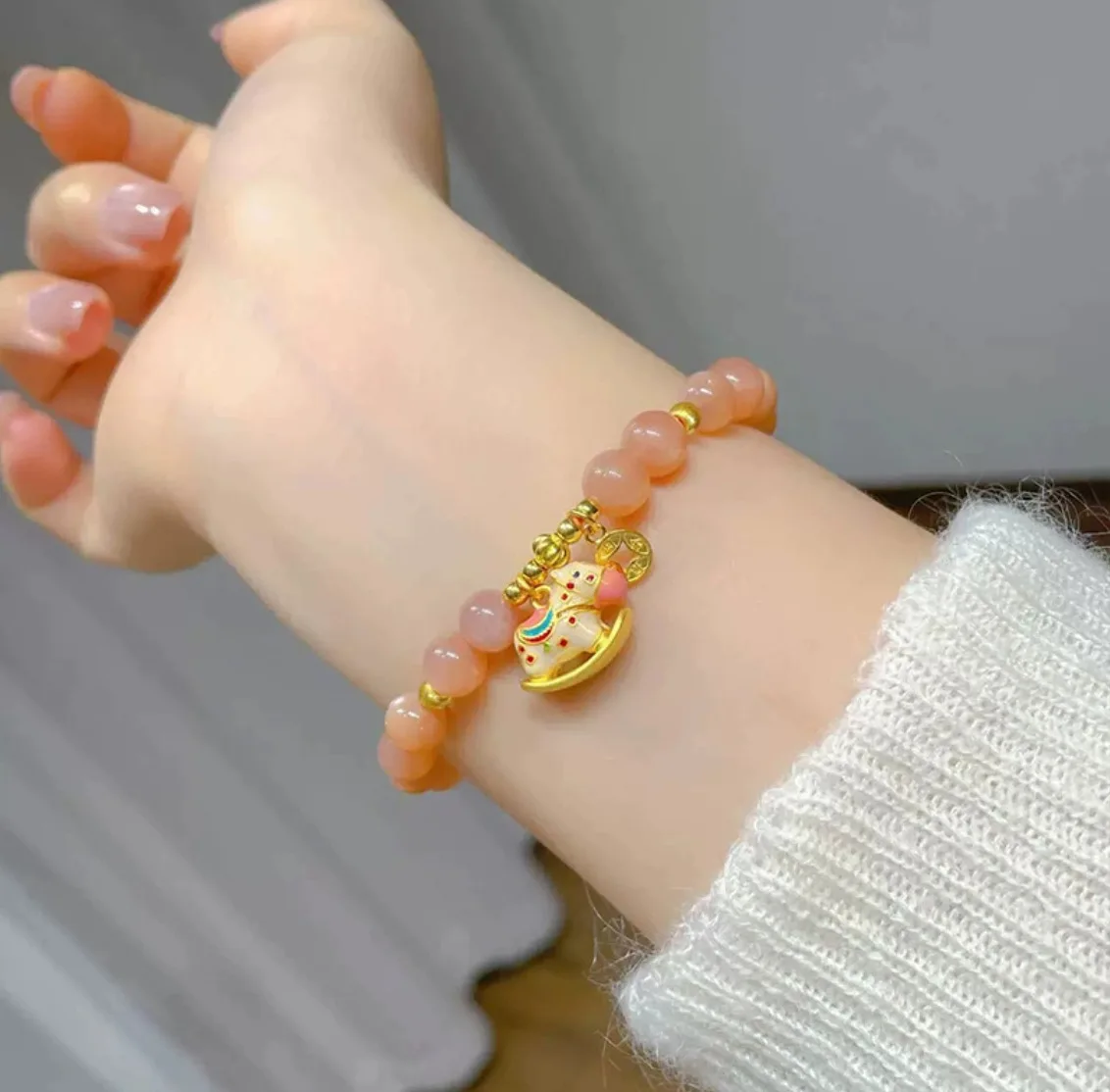 New Year Zodiac Horse Pendant Bracelets for Women Cute Cartoon Horse Beaded Bracelets Aesthetic Party Jewelry Accessories