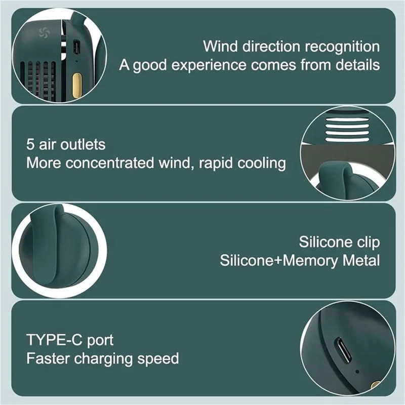 

B88B-Small Whirlwind Clip Waist Neck Fan, Portable Rechargeable Mini Belt Fan,Quiet, Lightweight - Ideal For Office, Gym