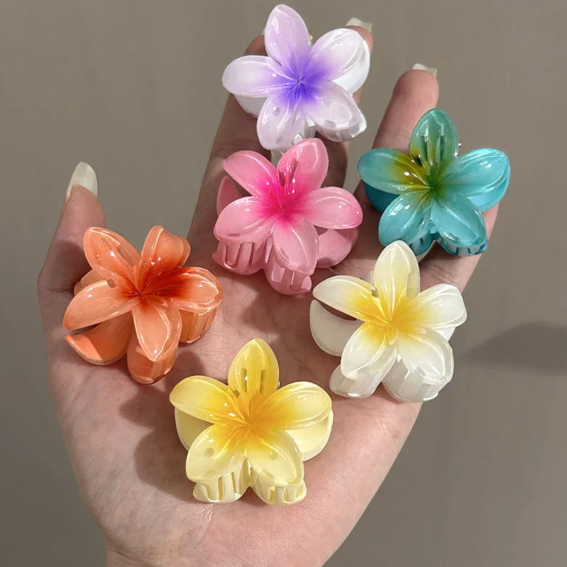 4cm Small Gradient Flower Hair Clips New Sweet Flower Side Barrettes Crab Hairpins Baby Headwear For Women Hair Accessories Gift