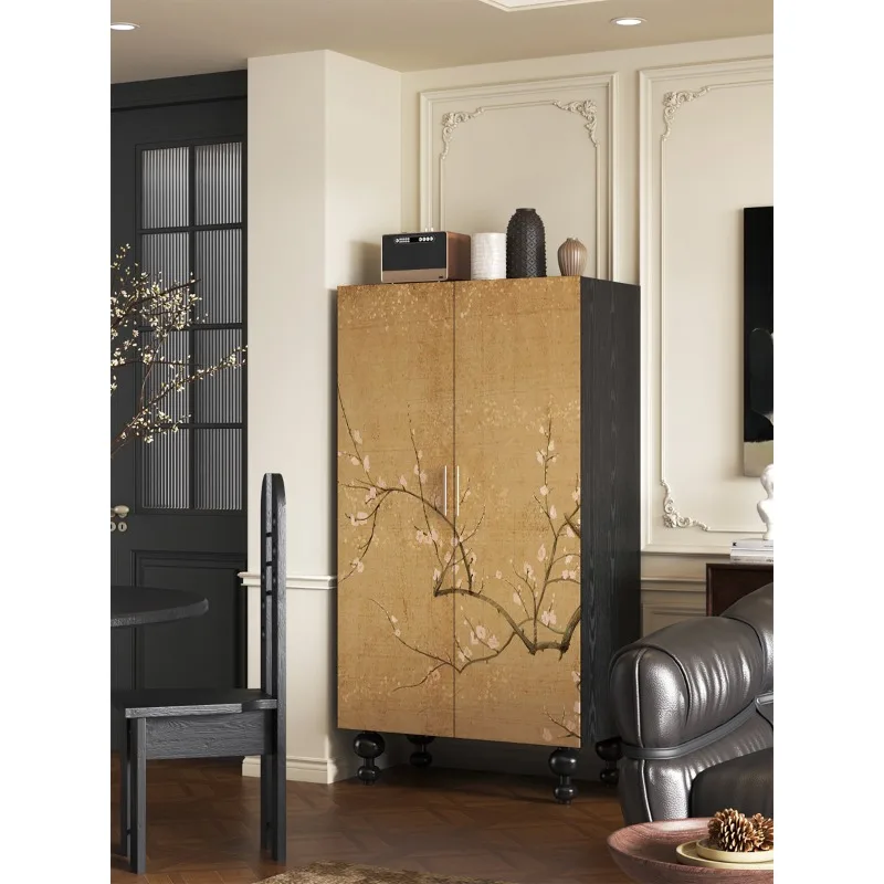 

Новый китайский простой шкаф из цельного дерева с цветком сливы, бытовой настенный шкаф для спальни, гостиной