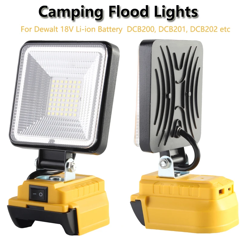 

4-дюймовый литий-ионный аккумулятор Dewalt 18 В, беспроводной светодиодный светильник, аварийный уличный фонарик с зарядным портом USB и Type-C, прожекторы