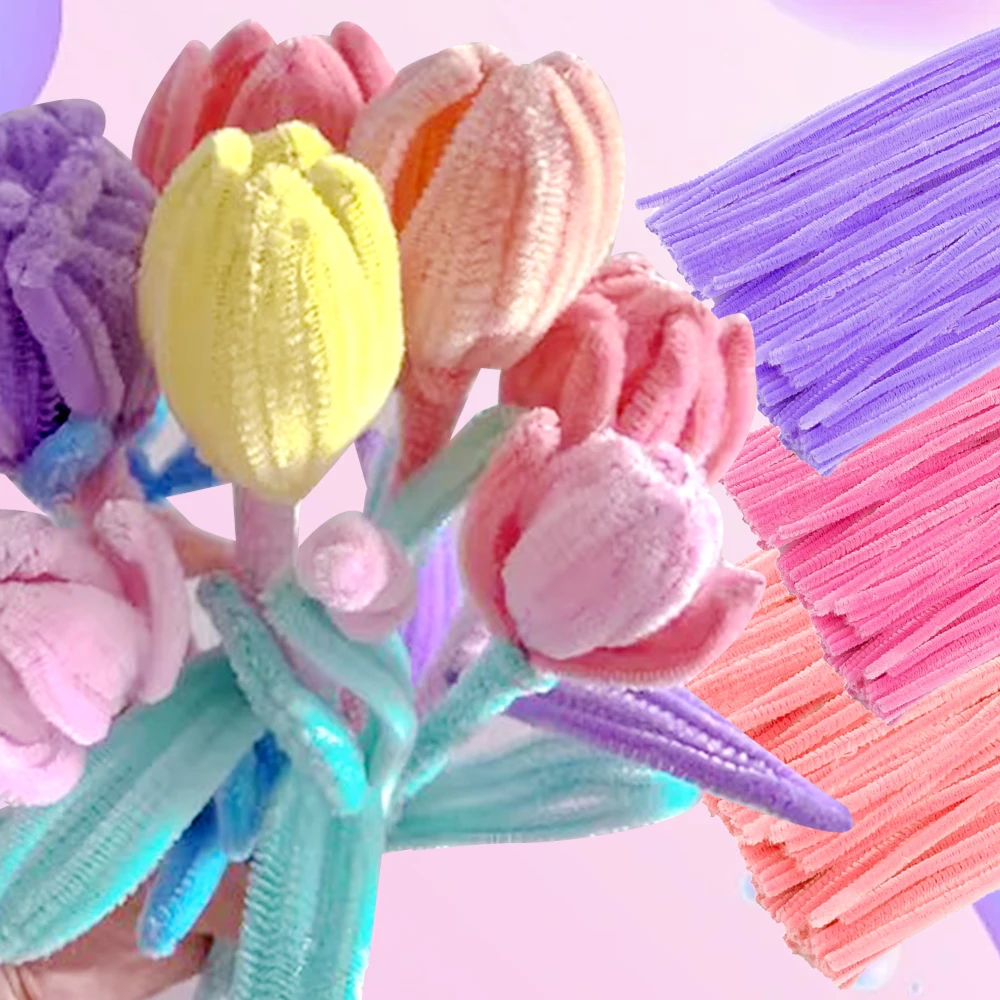 100 ~ 1000 pièces nettoyants pour l'artisanat créatif Chenille tige fil tuyaux nettoyants loisirs créatifs passe-temps bricolage tige en peluche bâton torsadé