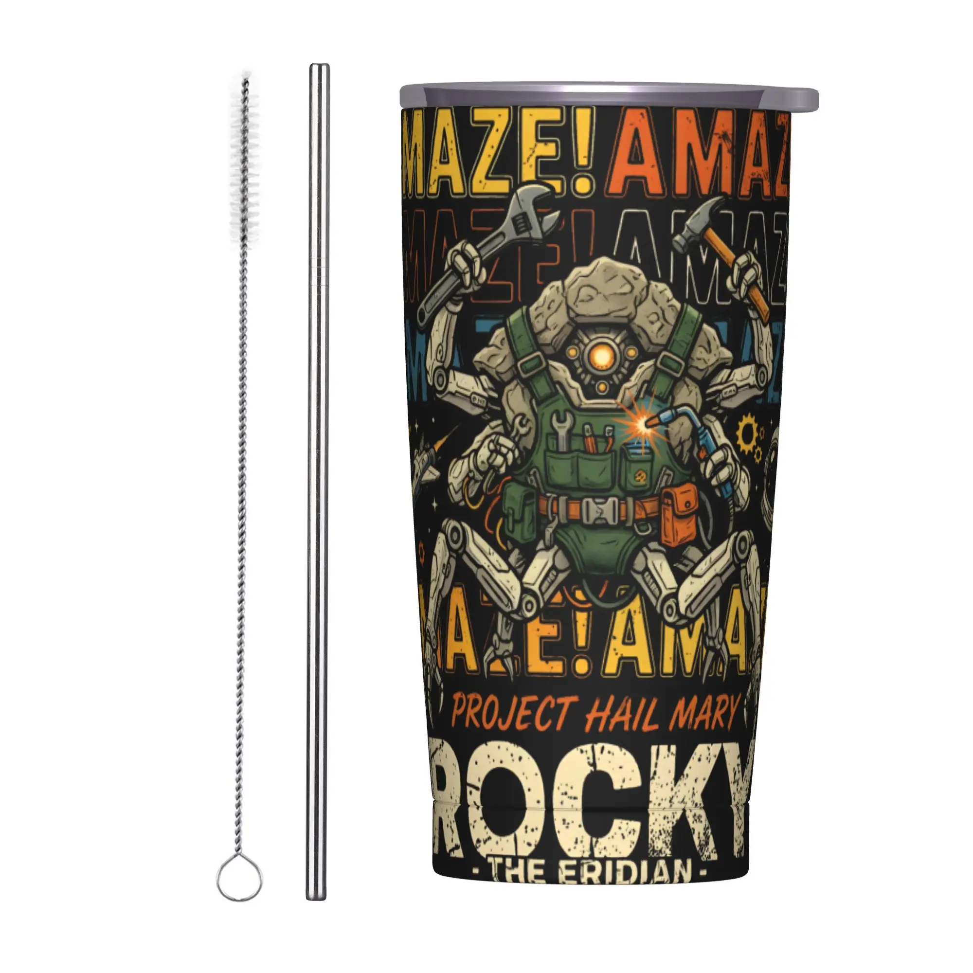 Rockys Amaze Project Hail Mary Sci Fi Insulated Tumbler with Lid  Vacuum Coffee Mugs Office Home  Bottle Cups, 20oz