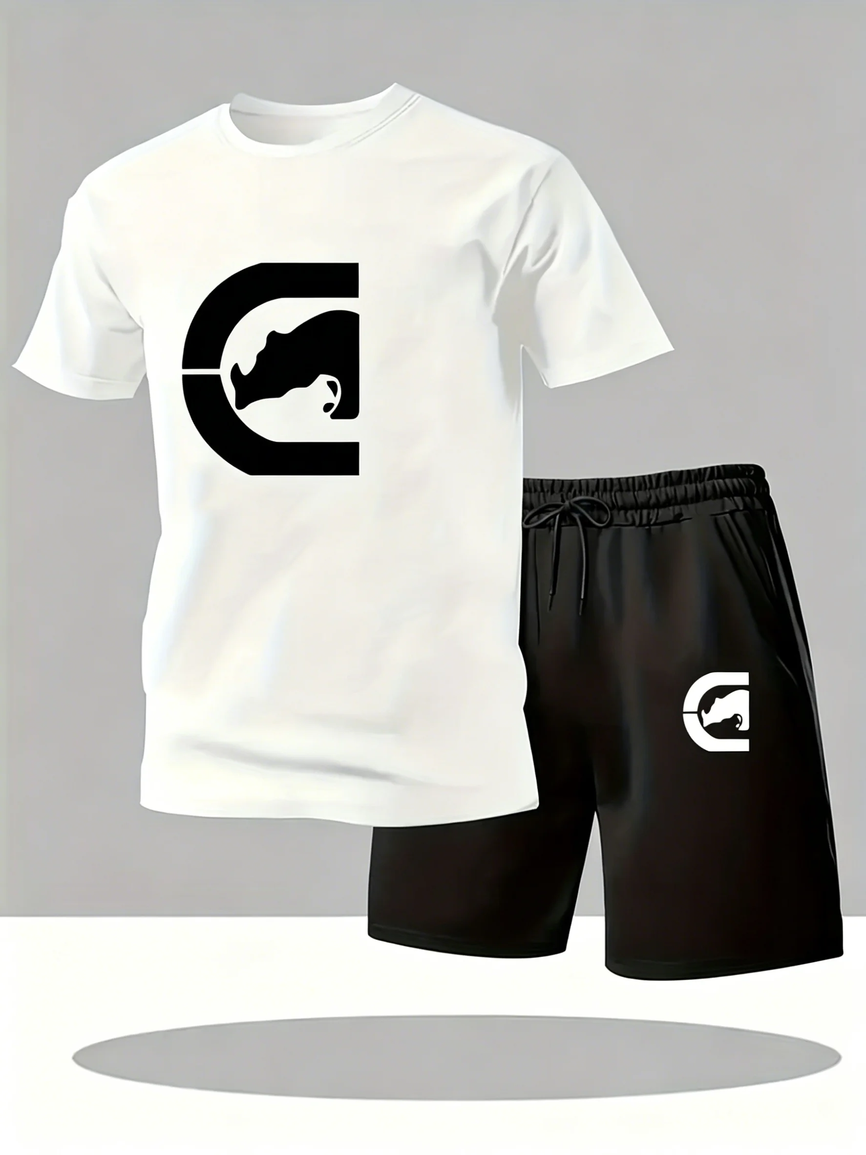 

2026 New Men Set 2026 New Casual Outfit 2026 New Fashion Set Men Animal Graphic Print 2 Piece Sportswear