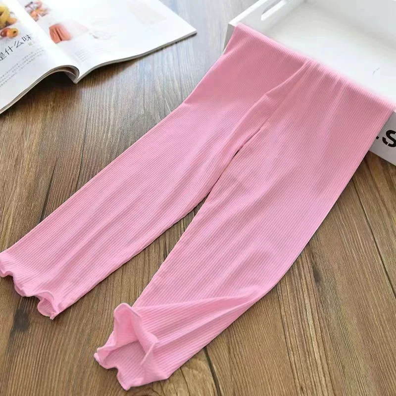 Baby Girls Pencil Pants Elastic Kids Girls Leggings Summer Thin Ice Silk Trousers Soft Pants for Girls Korea Children's Clothing