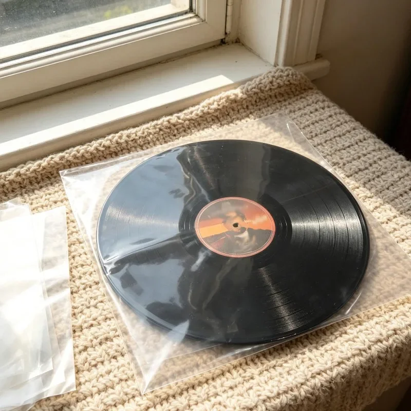 (10-100 Stück) 12-Zoll-Vinyl-Schallplattenhüllen, transparente OPP-Kunststoffhüllen, antistatisch, säurefrei, selbstklebende Schutzbeutel für Schallplatten – Detail 5